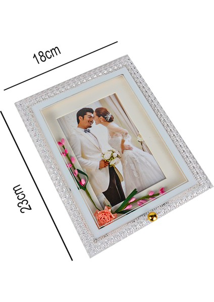 Ledli Pembe Çiçekli Dikdörtgen Fotoğraf Çerçevesi modelleri