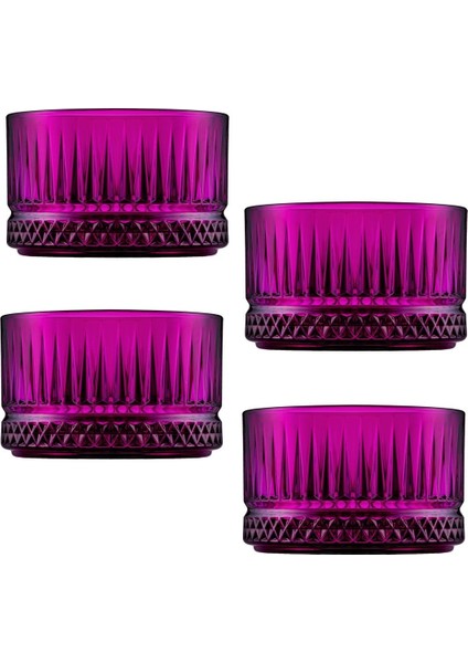 Organik Boyalı Renkli Kase Seti, 235 Cc, 4'lü, Mor Renkli