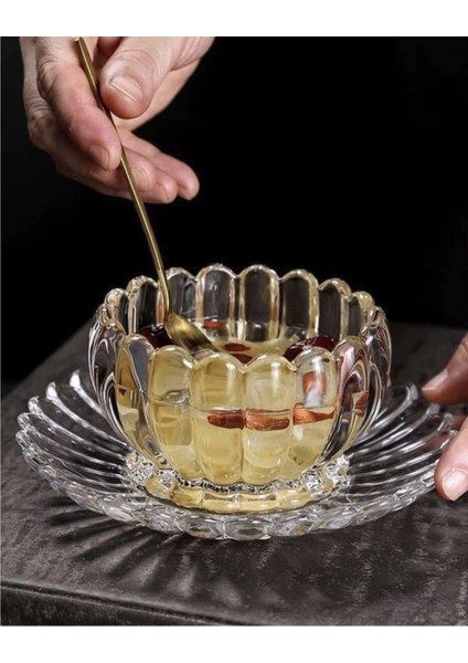 Şeffaf Kristal 12 Parça Kase ve Tabağı Seti, 6 Kişilik, Zarif ve Şık Tasarım fırsatları