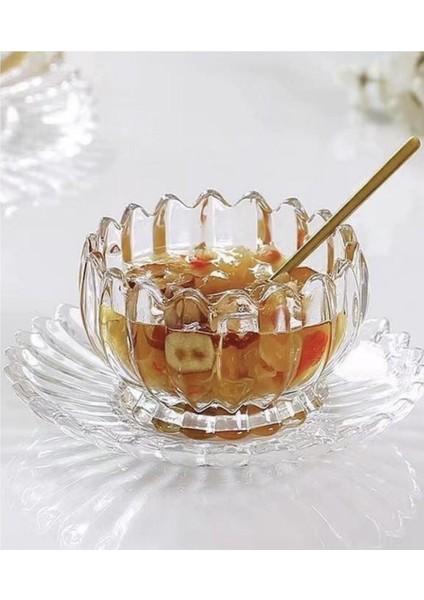 Şeffaf Kristal 12 Parça Kase ve Tabağı Seti, 6 Kişilik, Zarif ve Şık Tasarım indirimleri