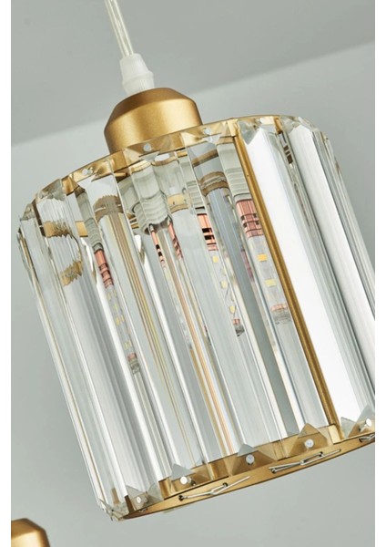 Modern Altın Kaplama Üçlü Sarkıt Avize, Kristal Taşlı Şık Tasarım fırsatları