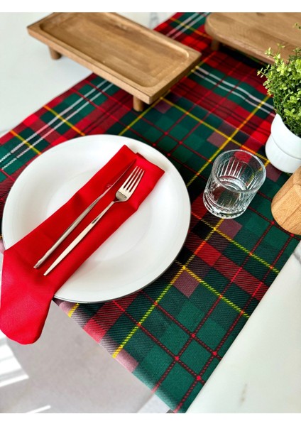 Ekose Kumaş Runner Keten, 51X165 Cm, Zarif ve Şık Dekoratif Detay. modelleri