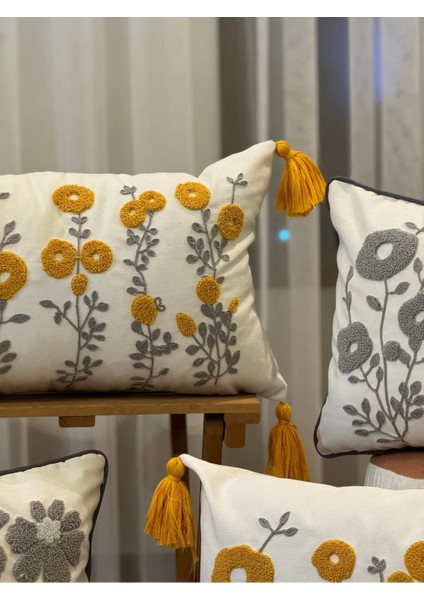 4'lü Punch Işlemeli Nakışlı Panç Dekoratif Kırlent Kılıfı fiyatları