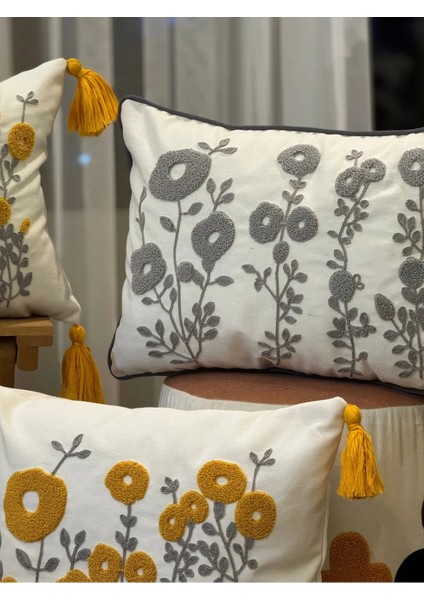 4'lü Punch Işlemeli Nakışlı Panç Dekoratif Kırlent Kılıfı modelleri