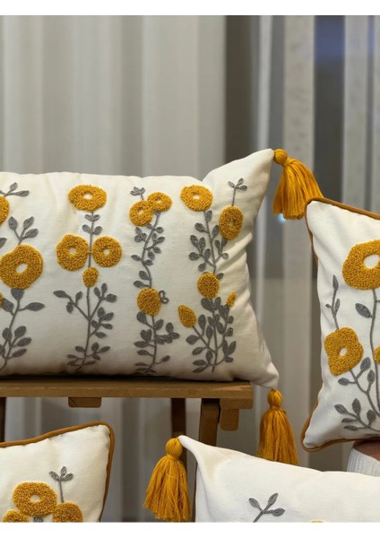 4'lü Punch Işlemeli Nakışlı Panç Dekoratif Kırlent Kılıfı fiyatları