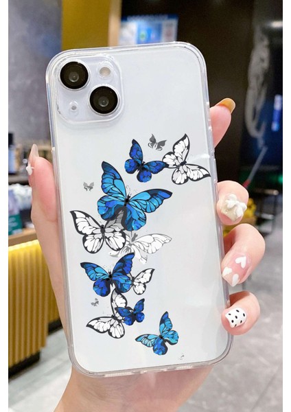 Iphone 15 Plus-Iphone 14 Plus Uyumlu Desenli Lüx Şeffaf Silikon Kılıf Mnl7 modelleri