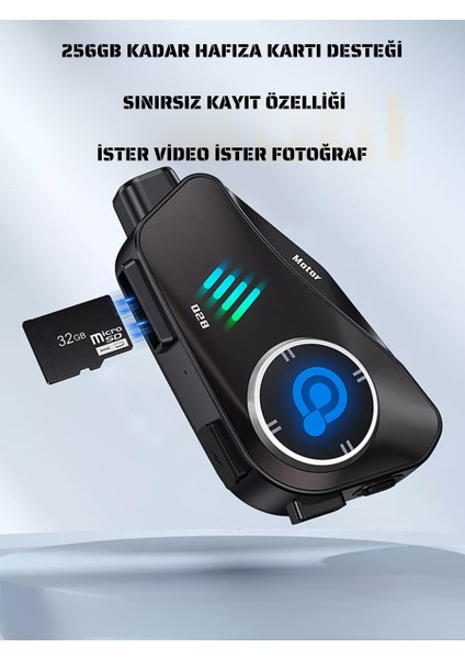 Motorcular Için Su Geçirmez Kameralı Bluetooth Intercom | Çoklu Bağlantı, Mikrofon & Çift Kulaklık, Hd Kayıt fırsatları