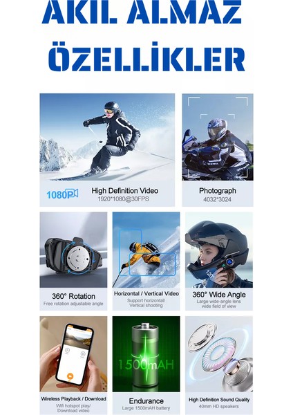 Motorcular Için Su Geçirmez Kameralı Bluetooth Intercom | Çoklu Bağlantı, Mikrofon & Çift Kulaklık, Hd Kayıt indirimleri