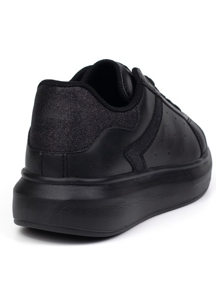 Kadın Siyah Simli Rahat Günlük Sneaker Spor Ayakkabı indirimleri