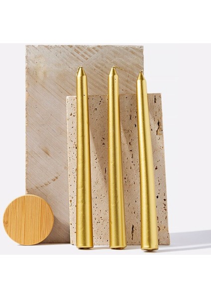 3'lü Gold Şamdan, Şık ve Şık Dekoratif Mum Seti, Zarif Aydınlatma Parçası