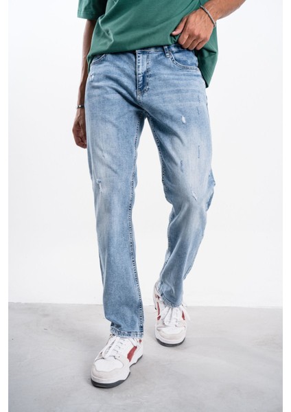 Erkek Mavi Regular Kot Pantolon Likralı