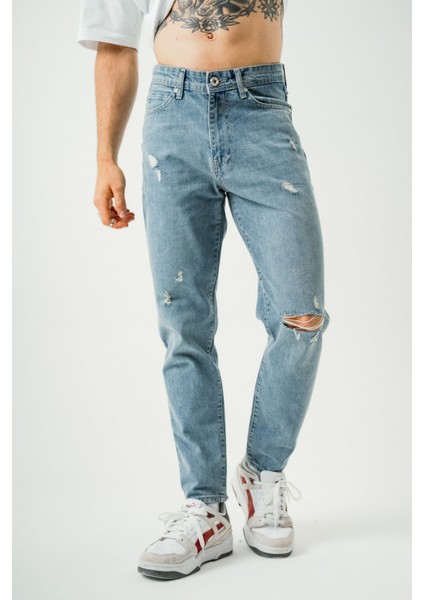 Mavi Boyfriend Kot Pantolon Yırtık