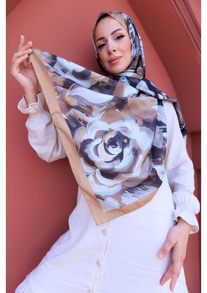 Akrilik Çiçek Desenli Ipeksi Vual Şal
