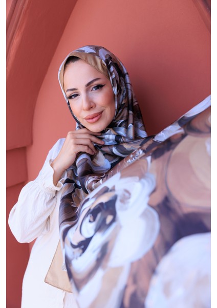 Akrilik Çiçek Desenli Ipeksi Vual Şal