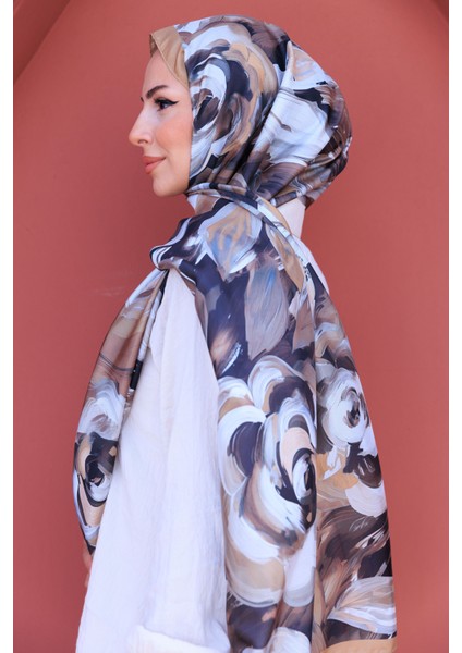 Akrilik Çiçek Desenli Ipeksi Vual Şal