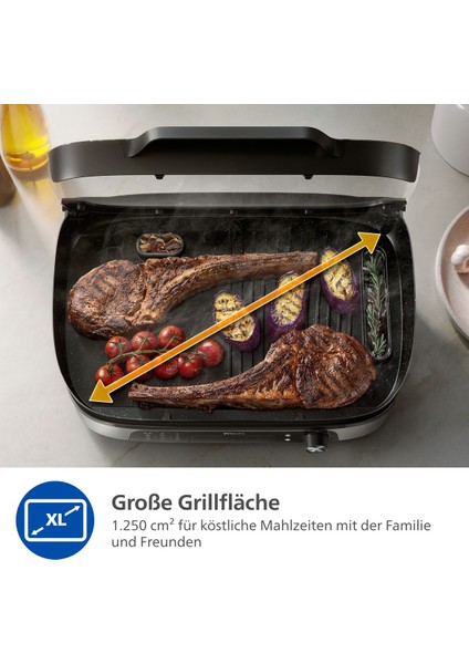 HD6212/90 5000 Serisi Elektrikli Izgara | 2400W Güç, Dumanlı Lezzet, Smoker Özellikli