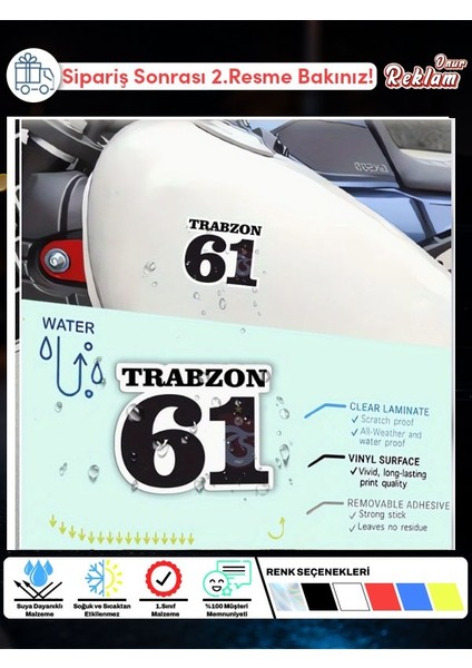 Trabzon 61 Sticker – Suya ve Güneşe Dayanıklı Vinil Araç Çıkartması