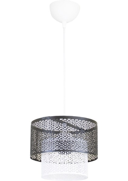 Modern Osmanlı Külliye Motif Lazer Kesim Siyah Beyaz Sarkıt Avize