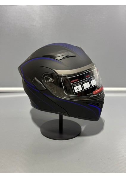 JK-902 Güneş Vizörlü Çene Açılır Kask H8 Blue