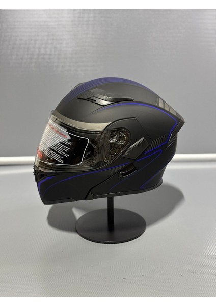 JK-902 Güneş Vizörlü Çene Açılır Kask H8 Blue modelleri