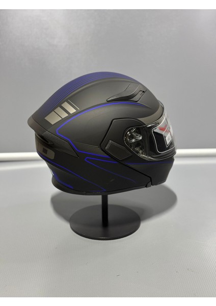 JK-902 Güneş Vizörlü Çene Açılır Kask H8 Blue