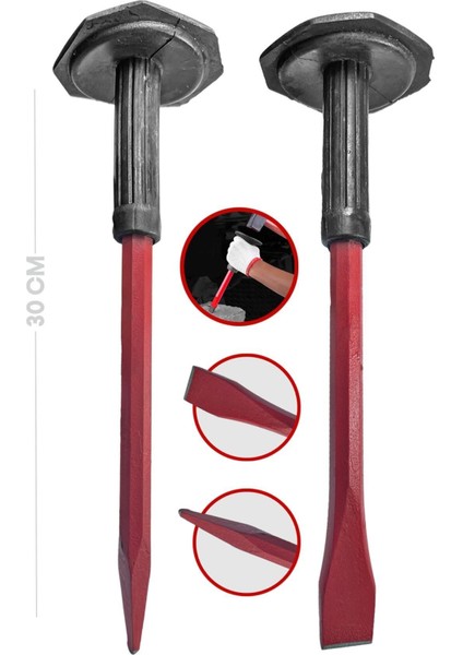 Profesyonel 300MM Muhafazalı Sivri ve Yatay 2li 30CM Murç Seti - Düz Tornavida