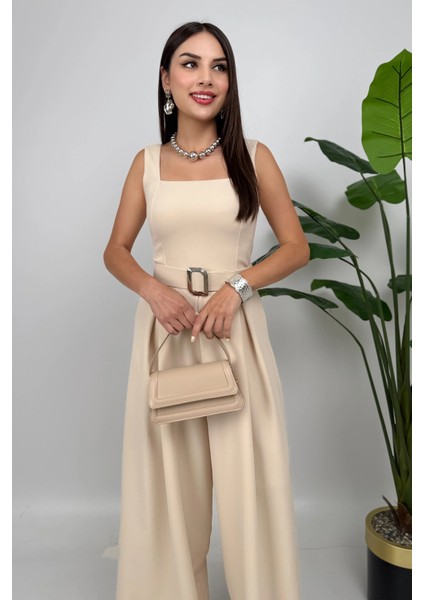 Noir Flow Kadın Taş Kemerli Askılı Bol Paça Tulum – Zarif Şıklık modelleri