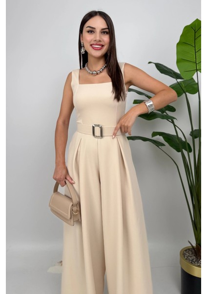 Noir Flow Kadın Taş Kemerli Askılı Bol Paça Tulum – Zarif Şıklık fırsatları