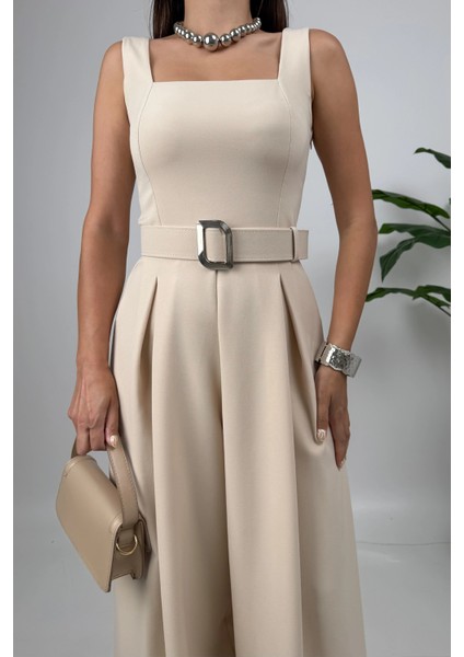 Noir Flow Kadın Taş Kemerli Askılı Bol Paça Tulum – Zarif Şıklık indirimleri