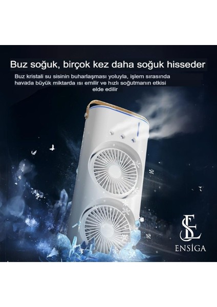 Şarjlı Iki Pervaneli Su Püskürtmeli Serinletici Vantilatör Döner Kumandalı Masa Kamp Ofis Ev Fanı fiyatları