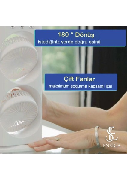 Şarjlı Iki Pervaneli Su Püskürtmeli Serinletici Vantilatör Döner Kumandalı Masa Kamp Ofis Ev Fanı fırsatları