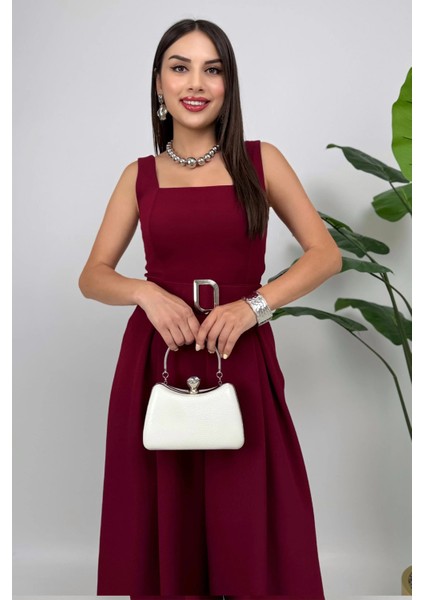 Noir Flow Kadın Bordo Kemerli Askılı Bol Paça Tulum – Zarif Şıklık fırsatları