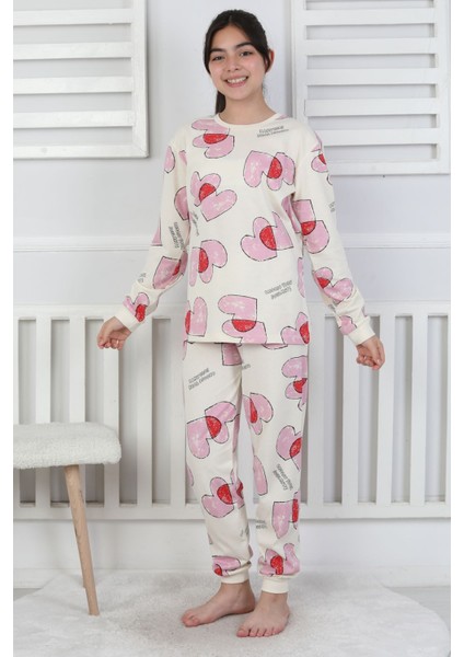 Tangled Hearts Desenli Kız Çocuk Pijama Takımı 8-13