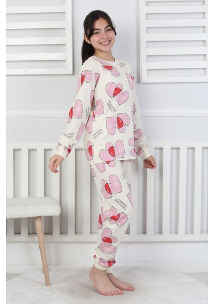 Tangled Hearts Desenli Kız Çocuk Pijama Takımı 8-13 modelleri