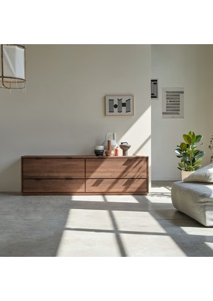 Dark Walnut Masif Ahşap Tv Ünitesi fiyatları