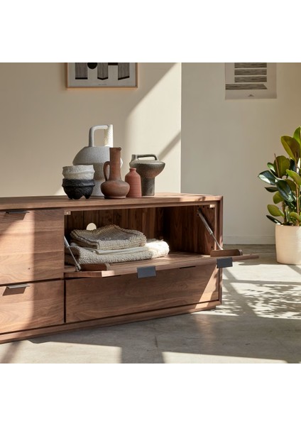 Dark Walnut Masif Ahşap Tv Ünitesi modelleri