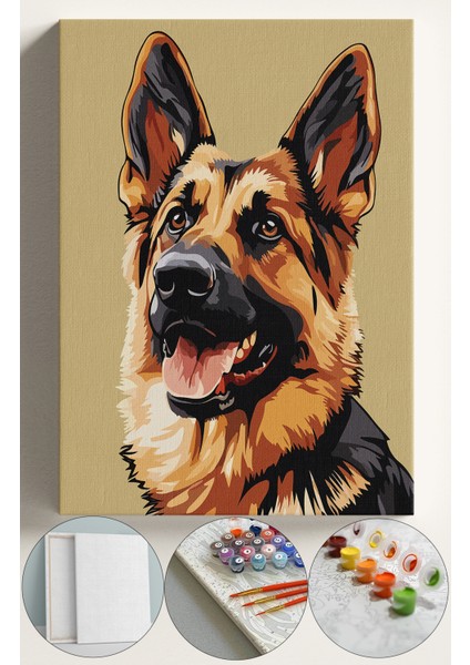 Sayılarla Boyama Çerçeveli Hobi Seti Numaralı Tuval Fırça Boya Dahil Kasnaklı 40X50CM Aile