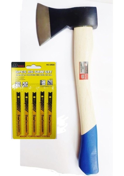 Makroyapı Tahta Saplı Balta Nacak Çekiç Balta 600 gr ve Soma Dekupaj Ucu 1 Pkt