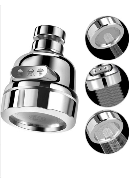 3 Fonksiyonlu Dönerli Krom Kubar Başlığı - Oynar Musluk Başlığı 2 Yıl