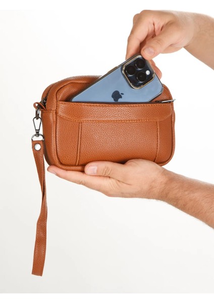 Erkek El Askılı Portföy Clutch El Çantası NEW256 - Taba