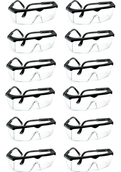 Koruyucu Gözlük Şeffaf Çalışma Gözlüğü 12 Adet