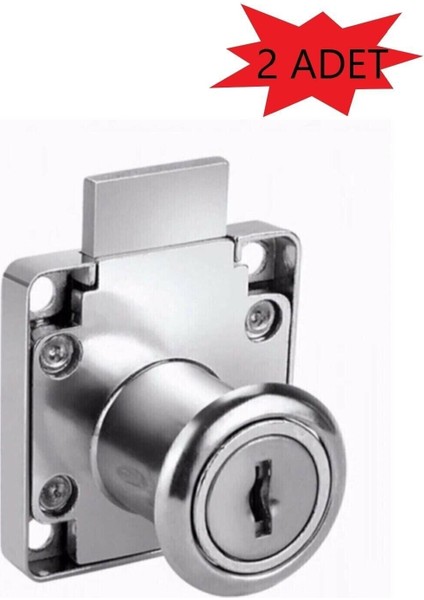 2 Adet Silver Kare Çekmece Dolap Kapak Posta Kutusu Kilit Kırma Anahtarlı - Mobilya Kilitleri - Tek