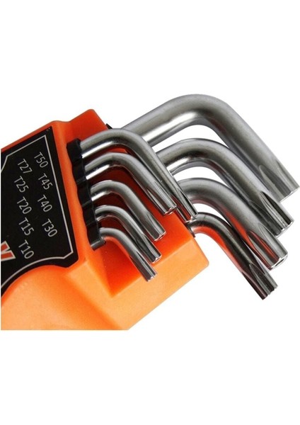 Qtools 9 Parça Çelik Kısa Alyan Takımı Tork Anahtarı Seti Yıldız Uçlu