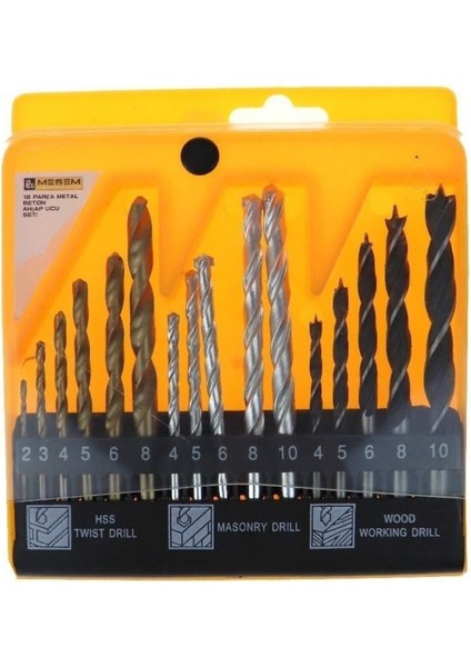 Makroyapı 16 Parça Matkap Uç Seti Beton - Ahşap - Demir Uç + Şifreli Kilit 16 Uç+Kilit