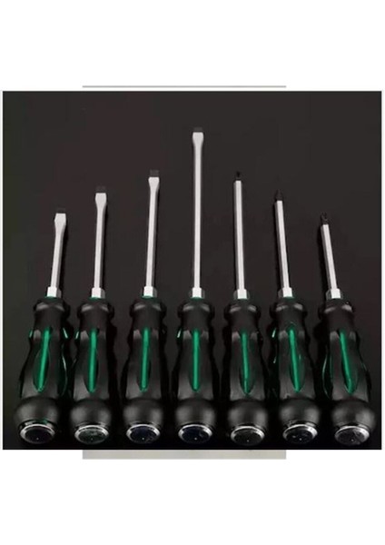 7 Parça Darbeli Tornavida Takımı Seti Yeşil - Tornavida Seti