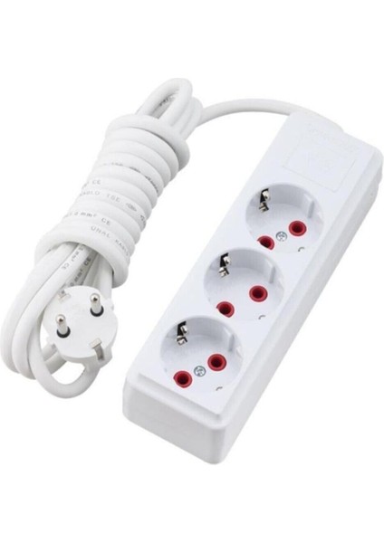 5 Metre Topraklı 3lü Priz Fiş Uzatma Kablolu Üçlü Fiş - Elektrik Prizi