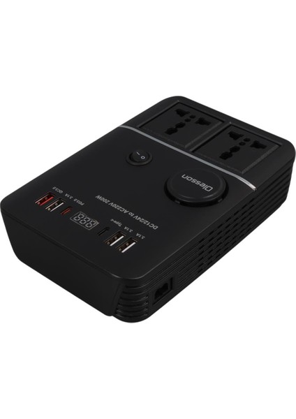 Olesson 1661 Dc 12-24V 200W Oto Araç Power Inverter 2x Çakmak Girişi 2x Type-C 4x USB 2x 220V Üniversal Priz fırsatları