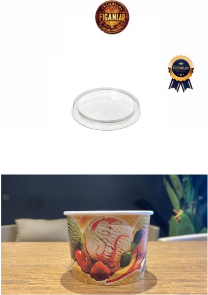 Renkli 200CC Karton Dondurma Kasesi, Kapaklı, 25'li Paket