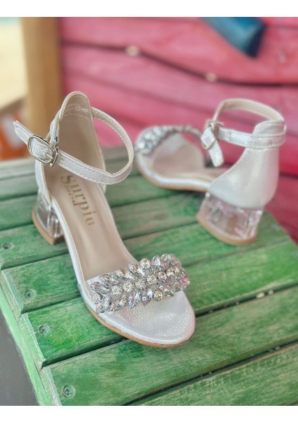 Çocuk Topuklu Ayakkabı, Taşlı Topuklu Ayakkabı, Şeffaf Topuklu Çocuk Ayakkabı