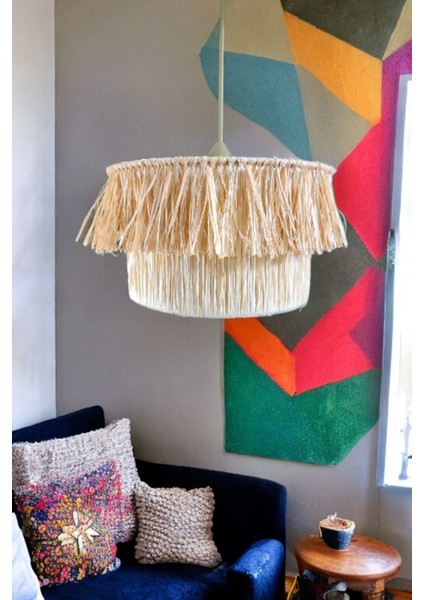 El Yapımı Saçaklı Avize, Rustik ve Bohem Tarz, Gri Renk, Şık ve Doğal Aydınlatma. modelleri